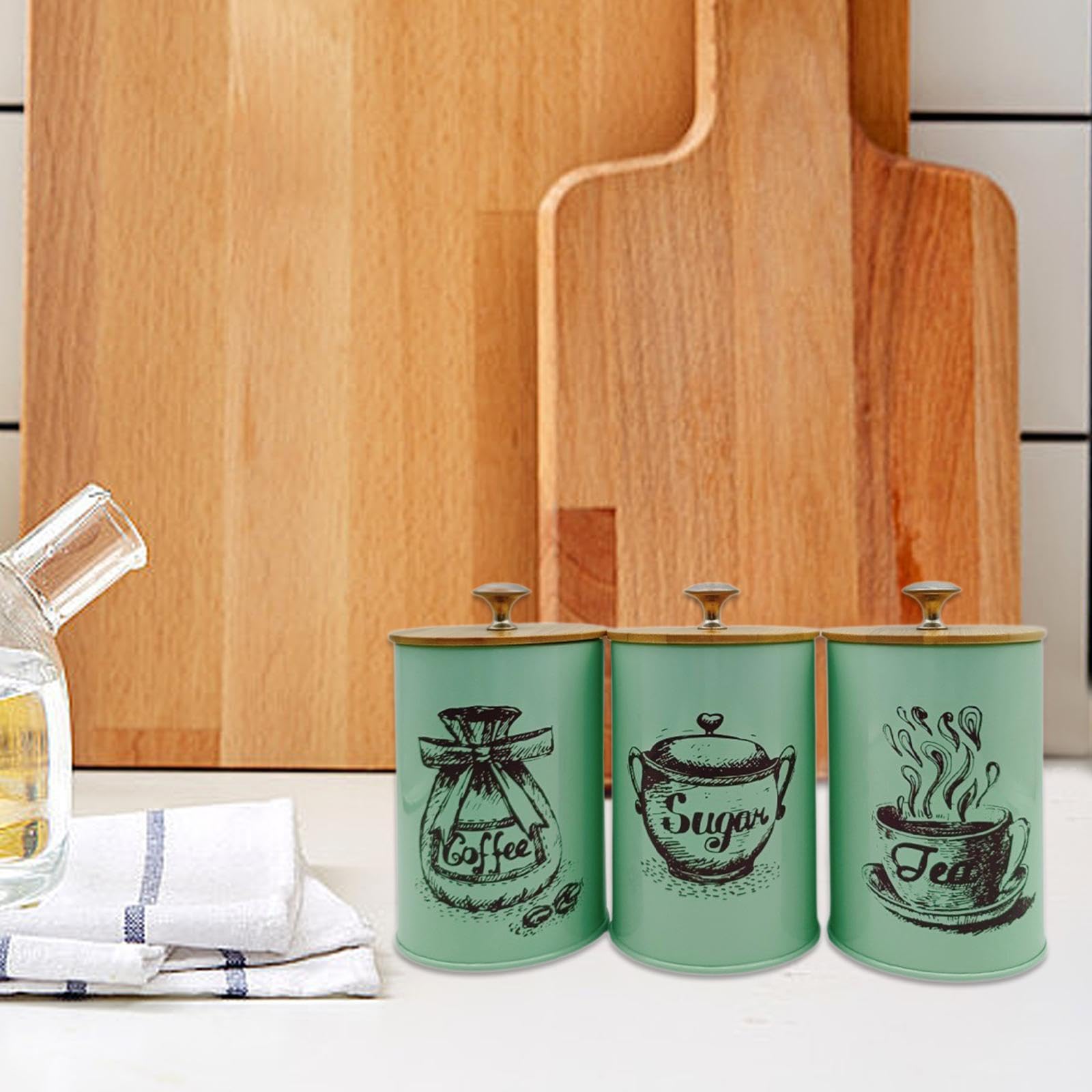 ３セット　キャニスター　珈琲、紅茶、お砂糖 Amazon｜DimyFew キッチン用キャニスター3個セット コーヒー 紅茶 砂糖